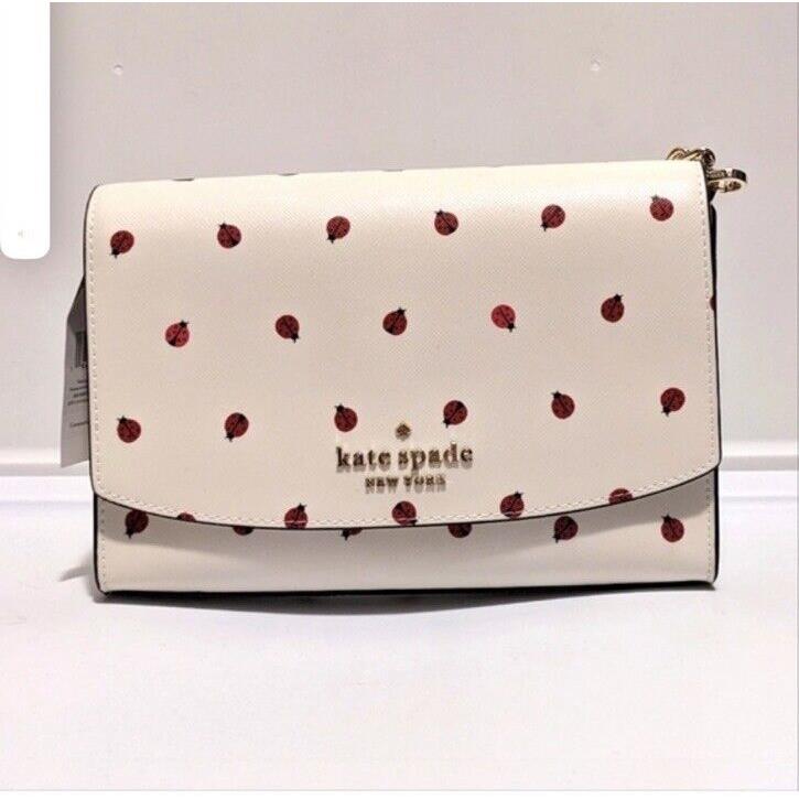 Kate Spade Carson Dottie Ladybug Convertible Crossbody Cream