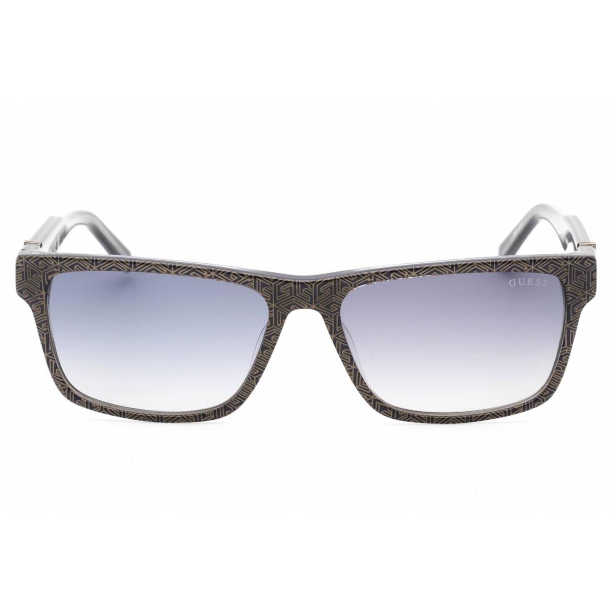 Guess Men`s Sunglasses Pattern Blue Rectangular Shape Full Rim Frame GU00074 92W