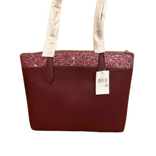 Kate Spade New York Flash Glitter Tote Bag Cherrywood New - Exterior: