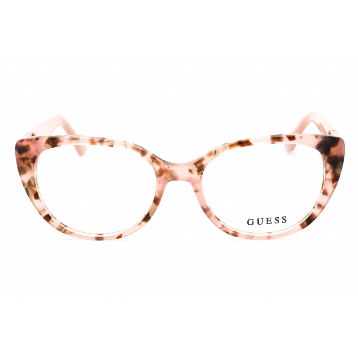 Guess Women`s Eyeglasses Clear Demo Lens Pink Tortoise Cat Eye Frame GU2908 074