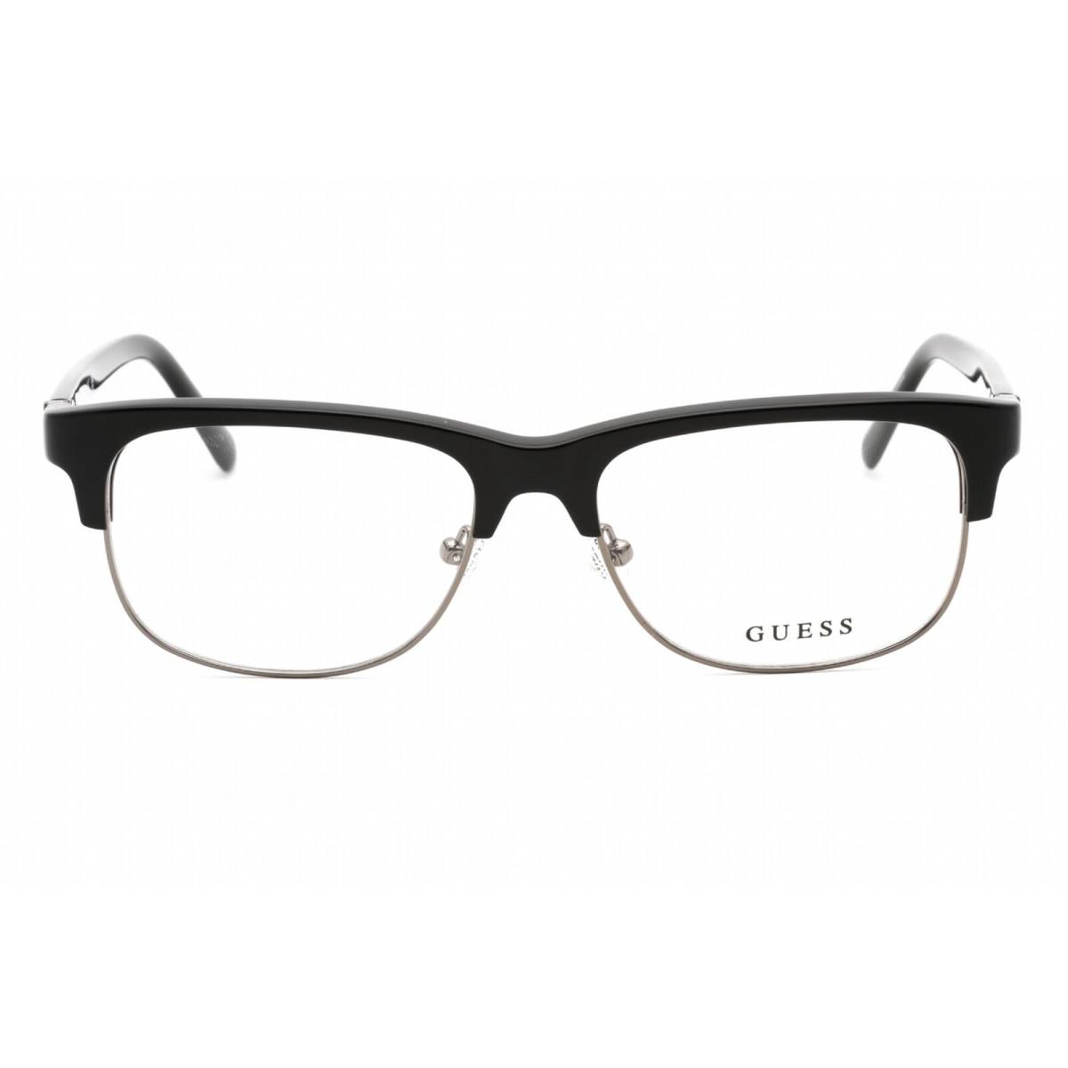 Guess Men`s Eyeglasses Clear Demo Lens Shiny Black Rectangular Frame GU50081 001
