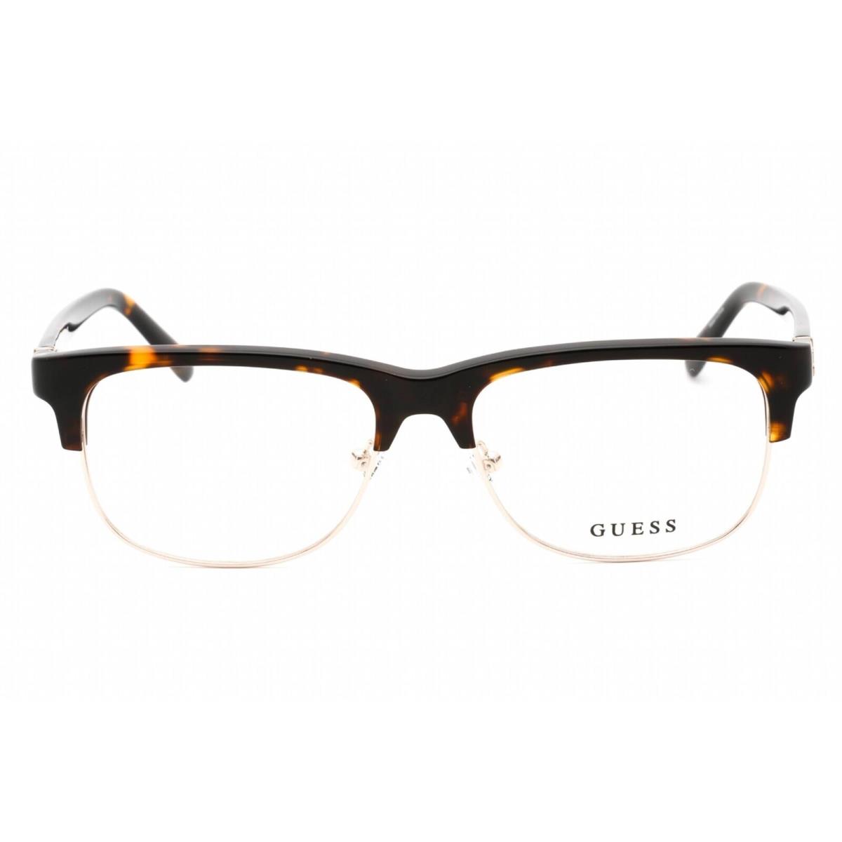 Guess Men`s Eyeglasses Clear Demo Lens Dark Havana Rectangular Frame GU50081 052