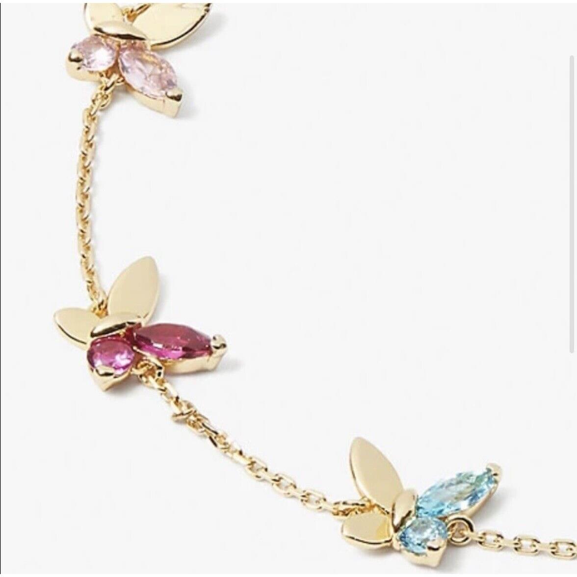 Kate Spade Butterfly Gold Tone Multi Color Crystal Bracelet