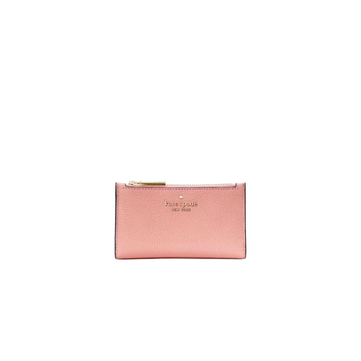 Kate Spade Leila Small Slim Bifold Wallet Peachy Rose Leather WLR00395