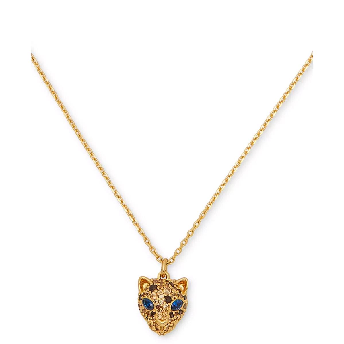 Kate Spade New York Gold-tone Multicolor Crystal Leopard Mini Pendant Necklace