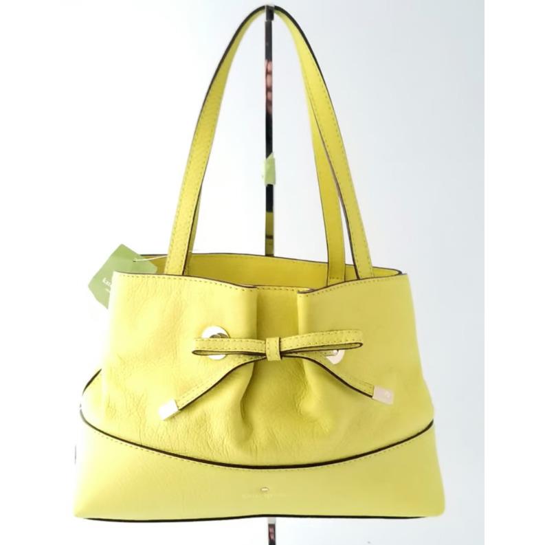 Kate Spade Lime Daquir Marianne Bow Accent Leather Magnetic Closure Shoulder Bag