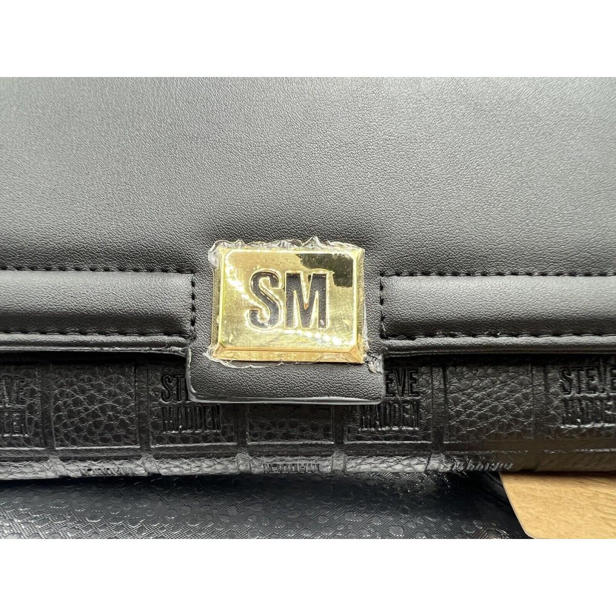 Steve Madden Stamped Wristlet Wallet Womens Black Card Holder with Handle