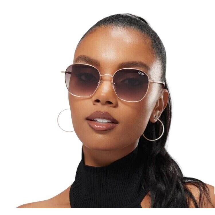 Quay Australia Jezabell Mini Sunglasses Gold Smoke Oversized Round by QUAY