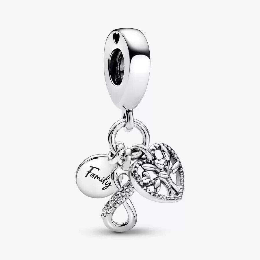 Pandora 925 Silver Family Infinity Triple Dangle Charm 792201C01