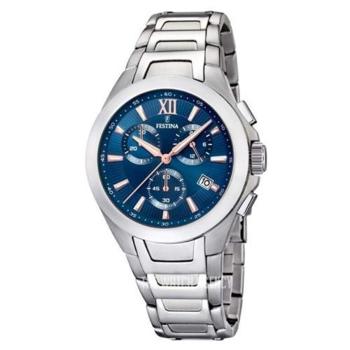 Festina Blue Dial Chronograph Stainless Steel Strap Men`s Watch F16678-B