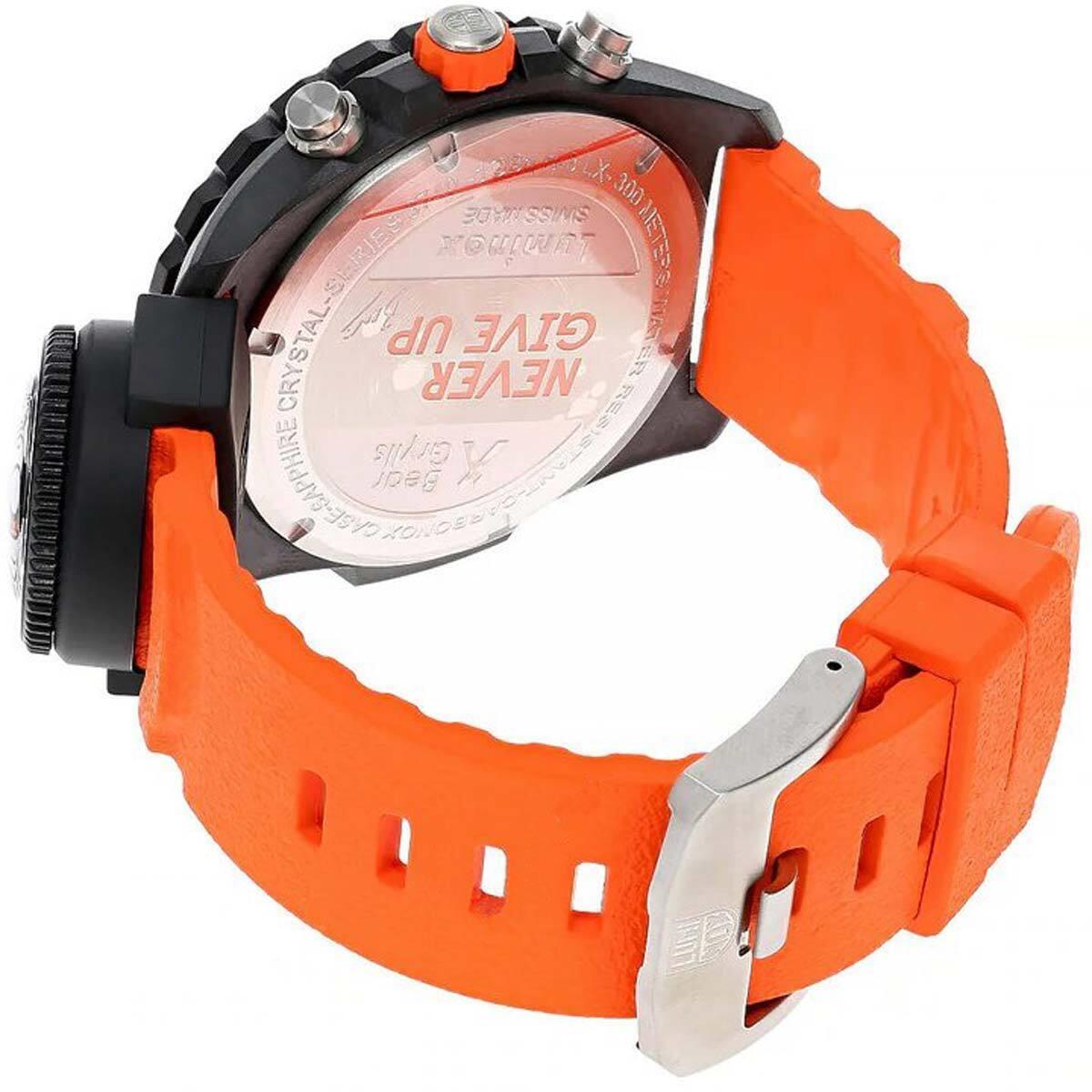 Luminox Men`s Watch Bear Grylls Quartz Chronograph Orange Rubber Strap 3749