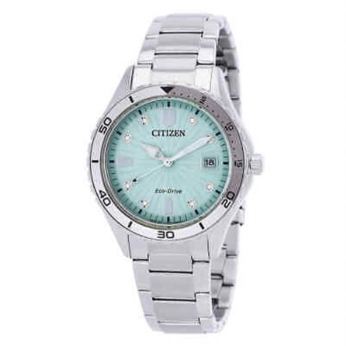Citizen Marine Lady Crystal Eco-drive Green Dial Watch FE6170-88L