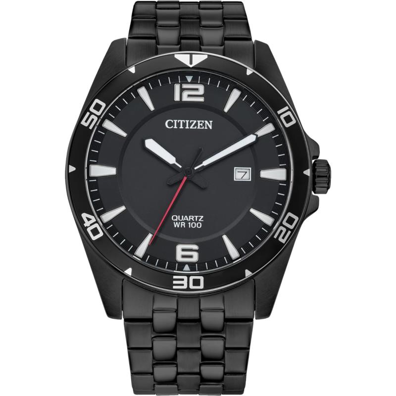 Citizen Quartz Men`s Watch Stainless Steel Classic - Black Bracelet, Black Dial, Dial: Black, Band: Black
