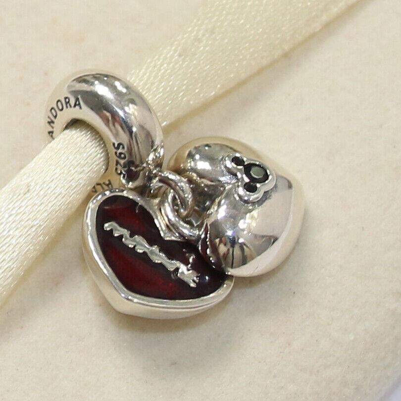 Pandora Charm Mickey Minnie Double Heart 791441NCK W Suede Pouch