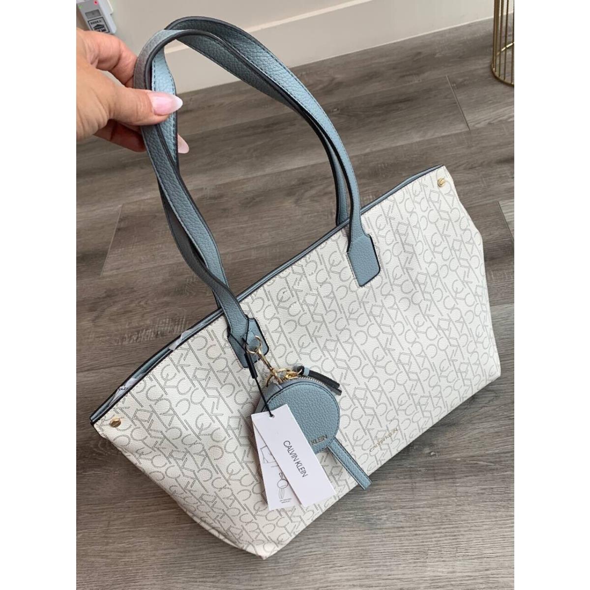 Calvin Klein Monogram Tote Twilight White Blue Bag