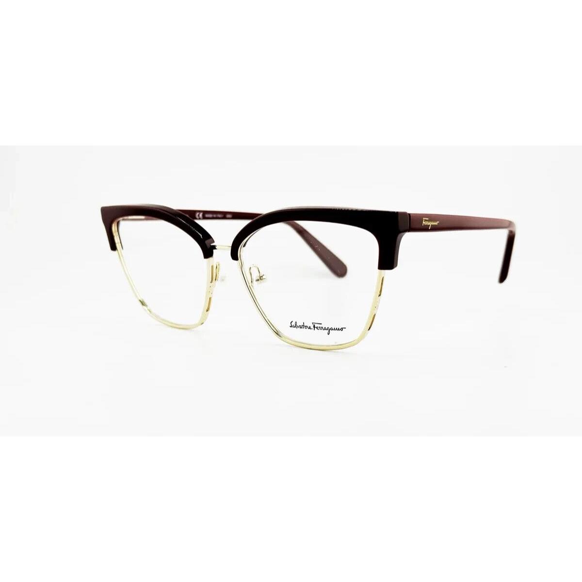 Salvatore Ferragamo SF 2210 639 57mm Brown and Gold Cat Eye Women`s Eyeglasses