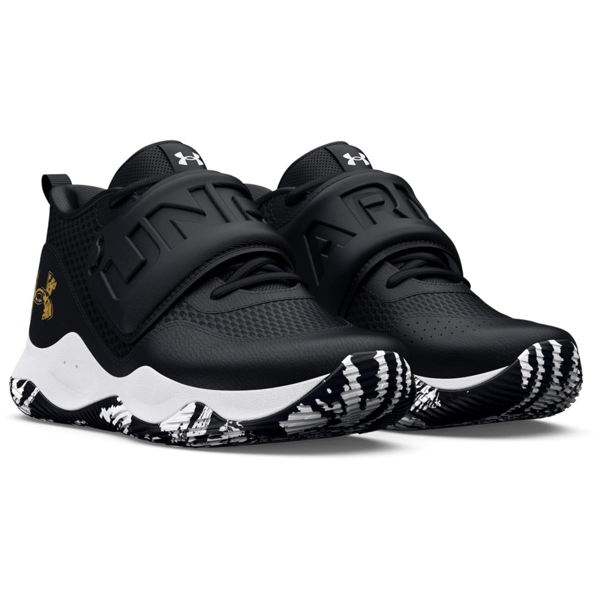 Children Unisex Shoes Under Armour Kids Zone 2 Basketball Shoe Big Kid - Black/Black/Metallic Gold