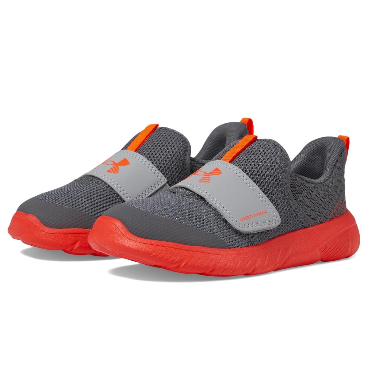 Boy`s Sneakers Athletic Shoes Under Armour Kids Flash Toddler Castlerock/Steel/Phoenix Fire