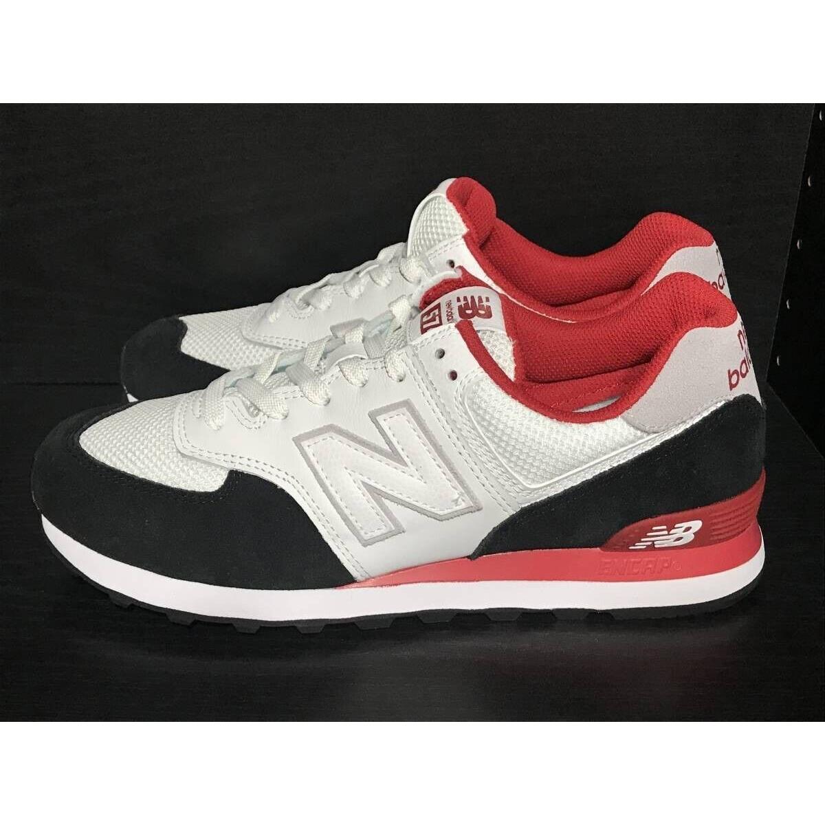 New Balance 574 Sneaker Men`s Shoes Sz US 11 D ML574NSB White/red/black