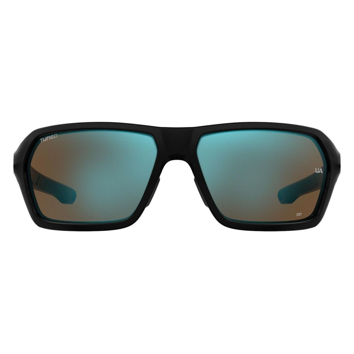 Under Armour Men`s Square Sunglasses Recon 0807/W1 Black/blue 64mm - Frame: Black, Lens: BLUE MULTILAYER