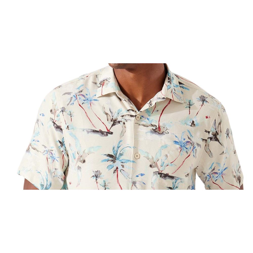 Tommy Bahama Men`s Glass Beach Palms Jacquard Shirt Brown Size X-large