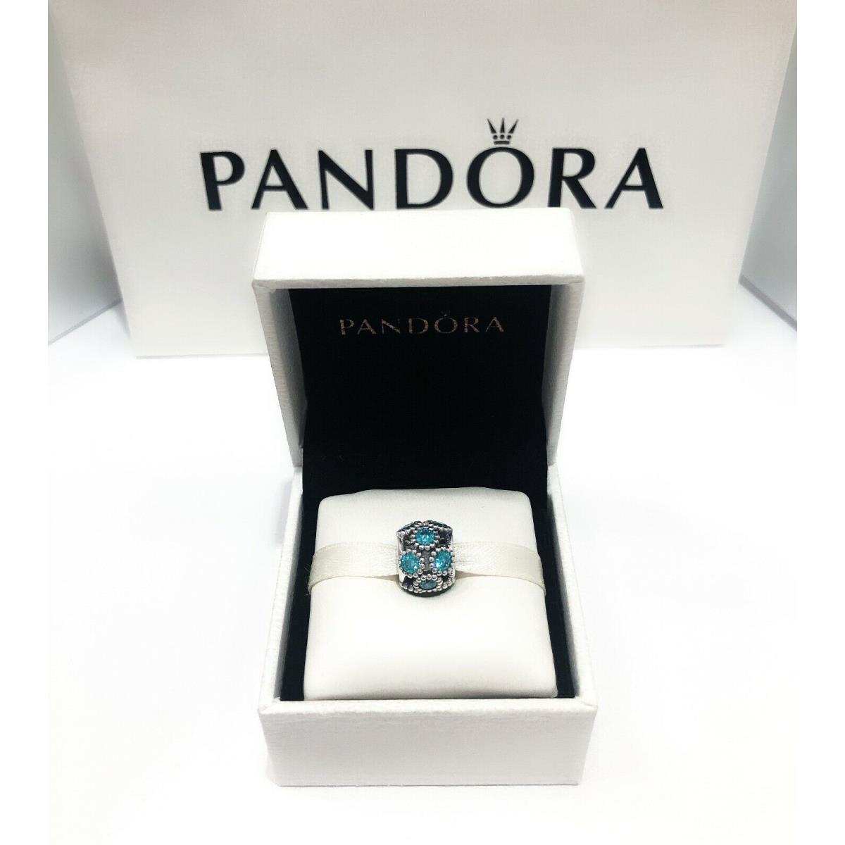 Pandora 925 Silver Teal Stud Crystal Charm Pendant 791296MCZ