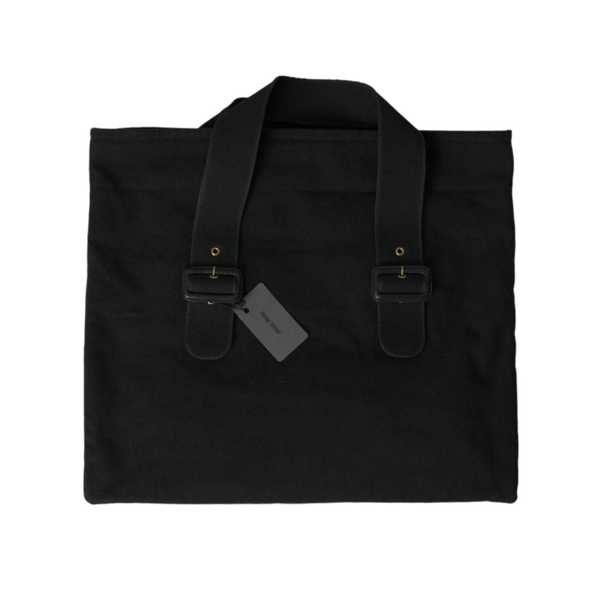 Miu Miu Black Canvas Denim Shopper Tote Bag