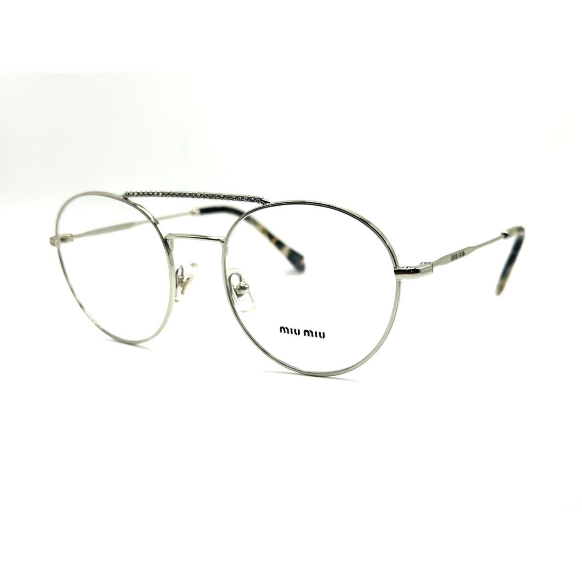 Miu Miu Vmu 51R 1BC-1O1 Silver Women Round Eyeglasses 52mm 20 140