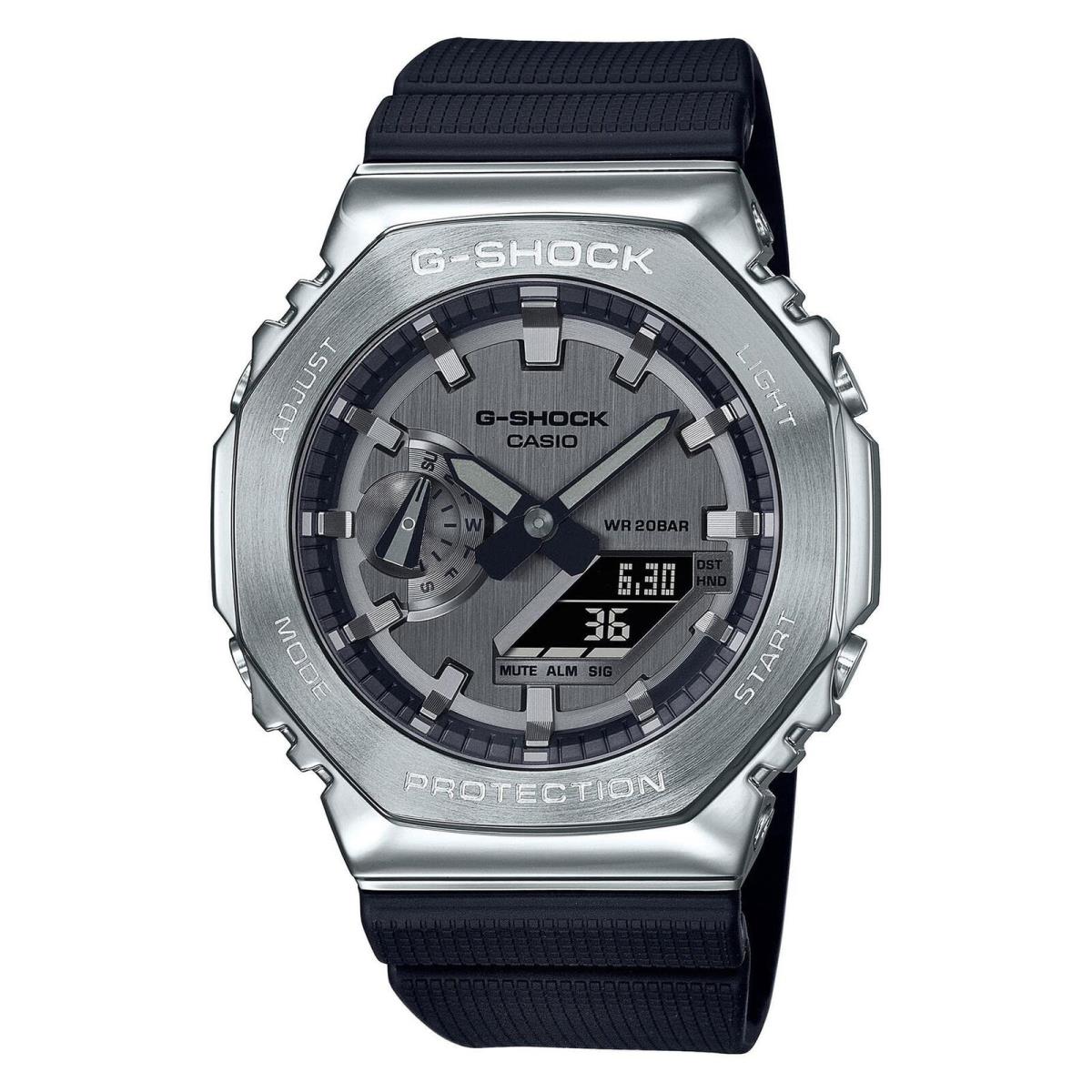 G-shock Casio Metal Covered Octagonal Black Resin Band Watch GM-2100-1ADR