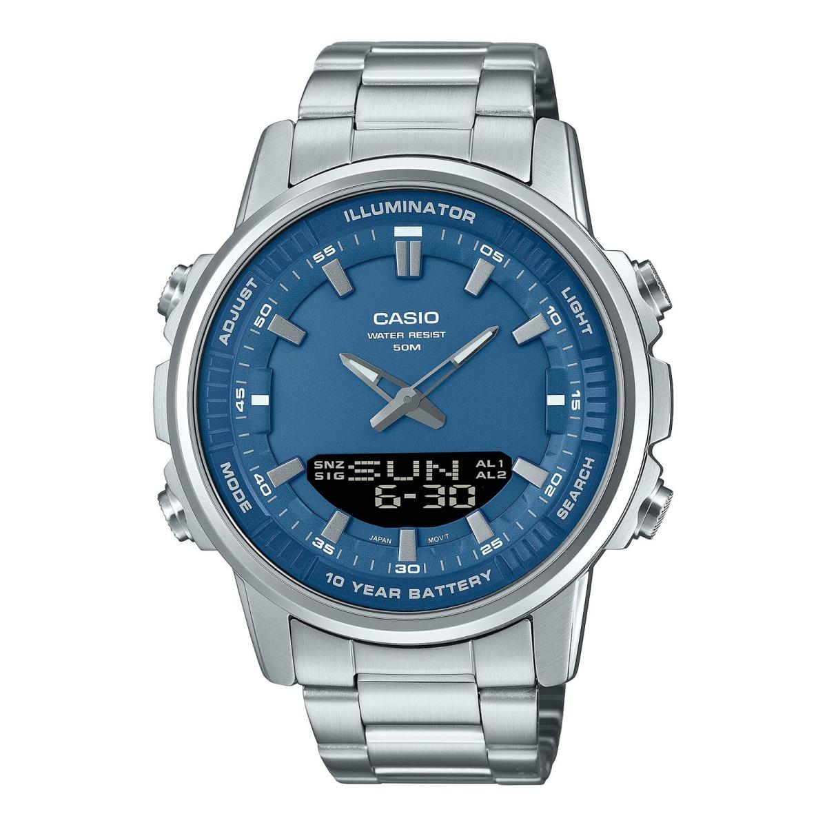 Casio Blue AMW880D-2A1 Ana-digi Sporty Design Stainless Steel Band Watch