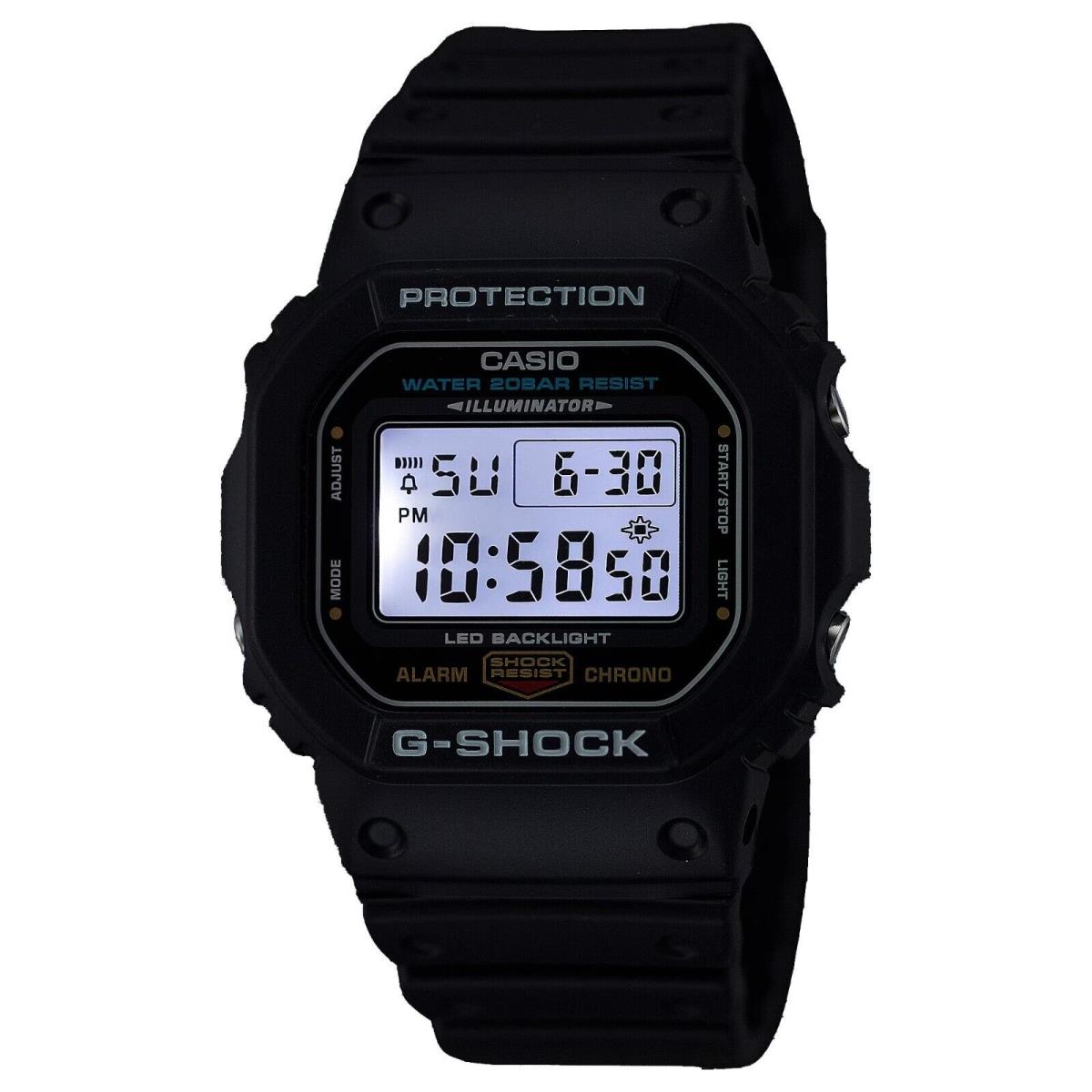 Casio DW5600UE-1 DW5600E-1V Men`s Classic Black Alarm Chronograph G Shock Watch - Dial: Digital, Band: Black, Bezel: Black