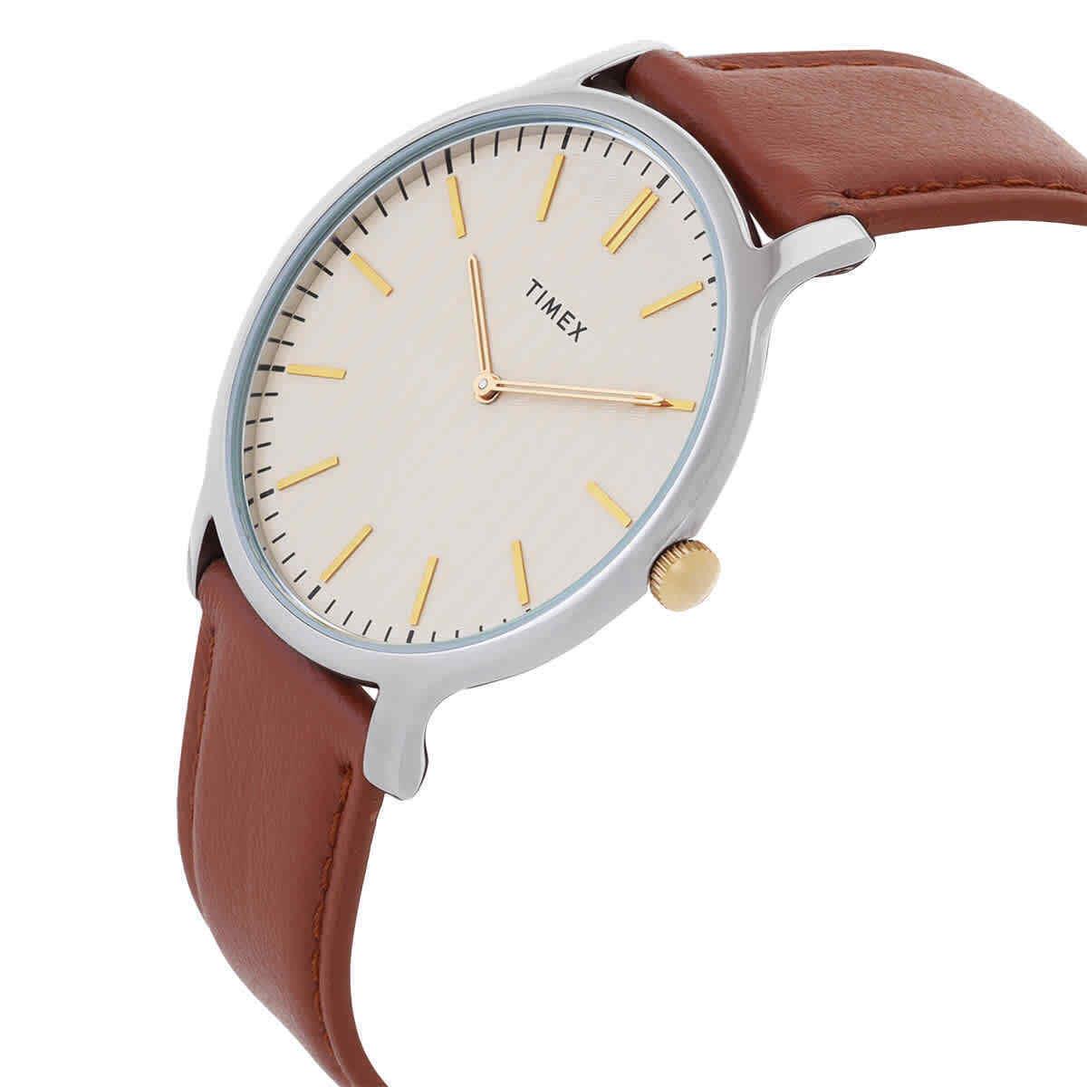 Timex Norway Quartz Champagne Dial Men`s Watch TW2V28200 - Dial: , Band: Brown, Bezel: Silver-tone