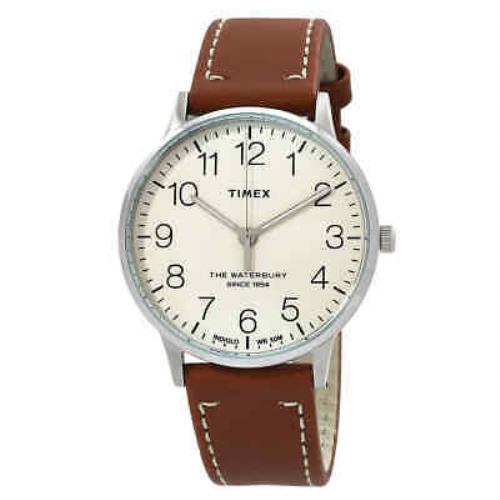 Timex Waterbury Quartz White Dial Men`s Watch TW2R25600 - Dial: White, Band: Brown, Bezel: Silver-tone