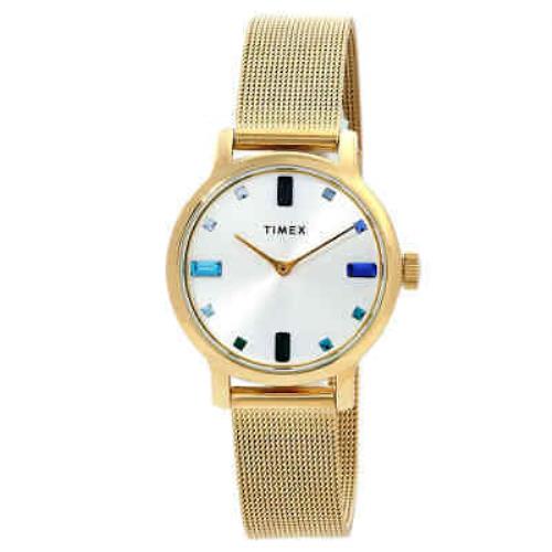 Timex Transcend Quartz Crystal Silver Dial Ladies Watch TW2U86900 - Dial: Silver, Band: Gold-tone), Bezel: Gold-tone