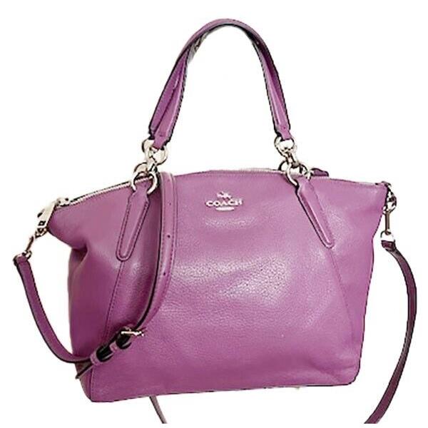 Coach Small Kelsey Satchel Pebbled Leather Mauve 36675 Purse Bag Silver Hwar