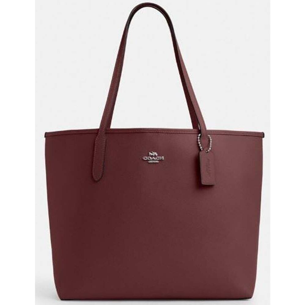 Coach Wine Double Face Leather City Tote Bag CR111