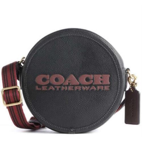 Coach Kia Circle Zip Crossbody Black Leather Round Shoulder Bag CA098