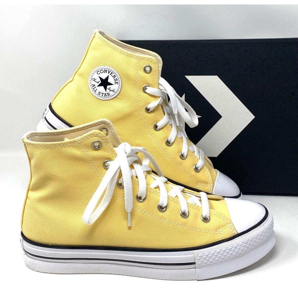 Converse Ctas Lift Platform High Top Shoes Skate Canvas Yellow Women A06082C-WYW