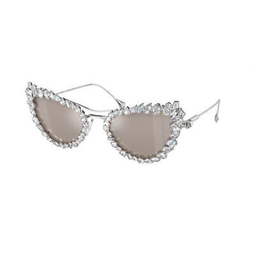 Swarovski SK 7011 Silver Clear Mirror Real Plati 4001AP Sunglasses