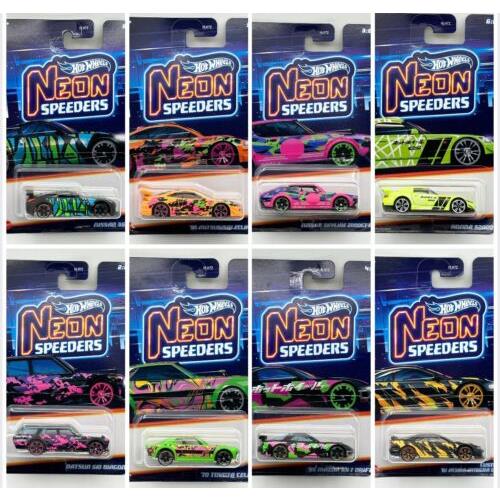 Set Of 8 Hotwheels Neon Speeders 2024 350Z S2000 Skyline Datsun 510 Eclipse