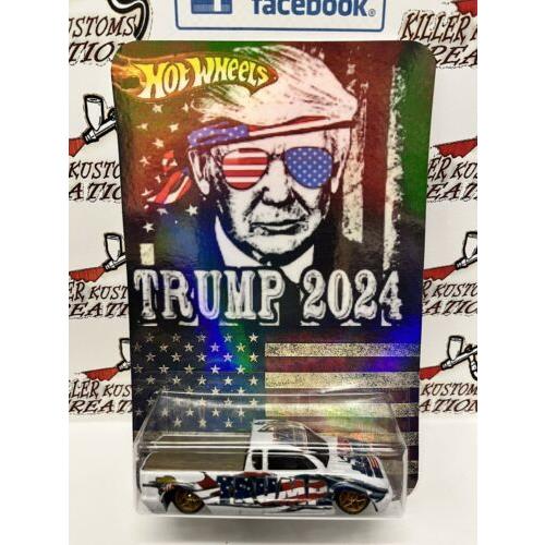 Custom Hot Wheels Vote Trump 2024 Real Riders Series - Steel Flame Low Rider