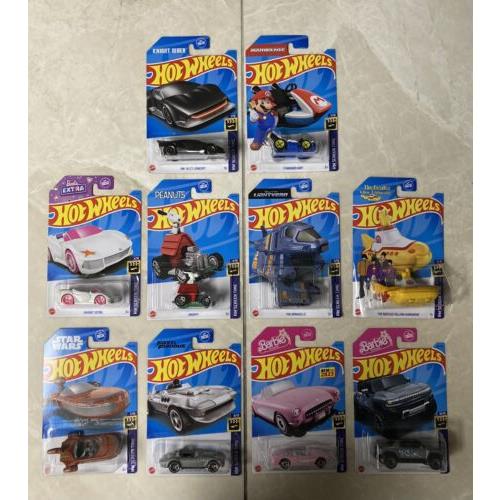 Hot Wheels 2023 Screen Time Complete Set 1-10 Barbie Mario 007 Bond Snoopy Buzz