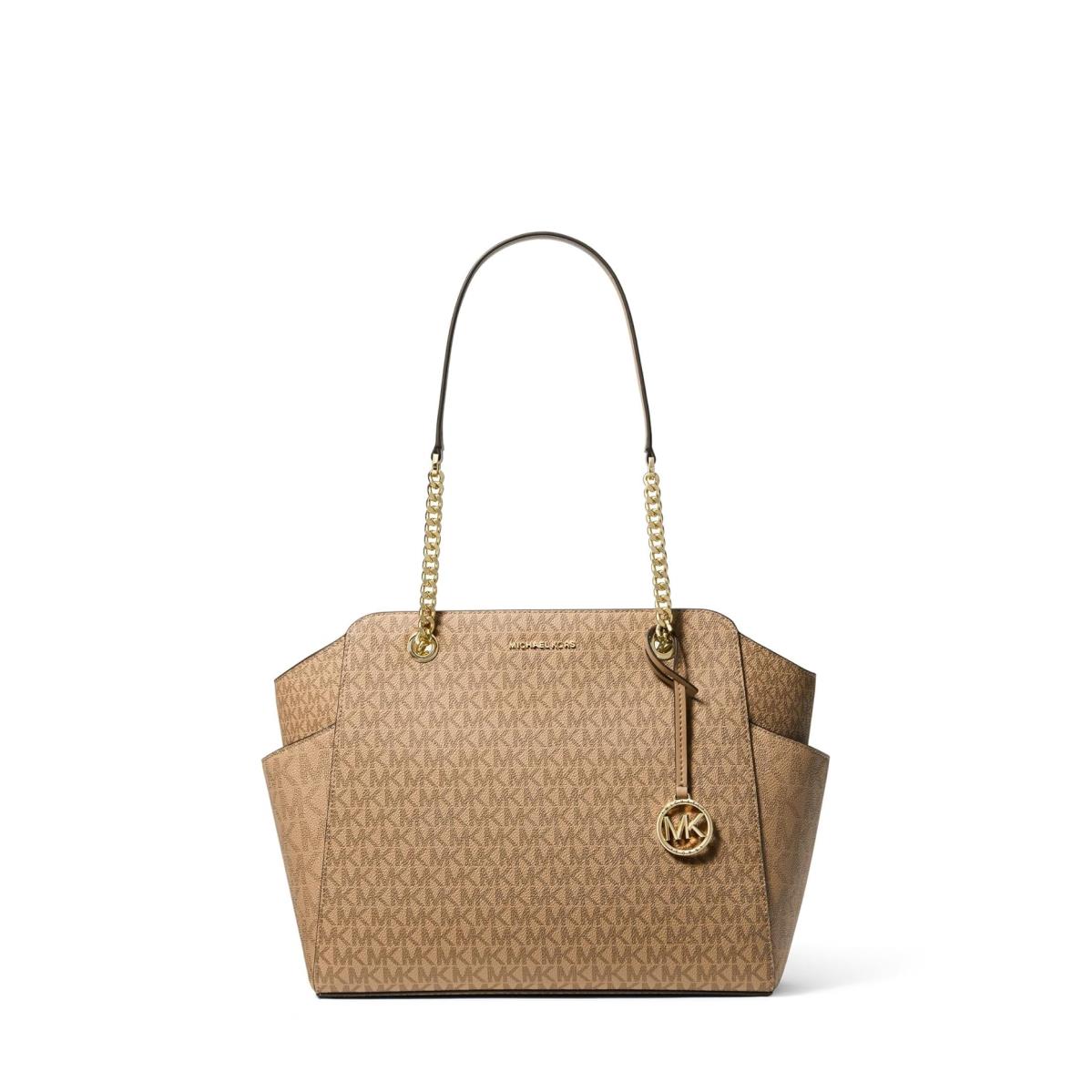 Woman`s Handbags Michael Michael Kors Jacquelyn Medium Top Zip Chain Tote Camel