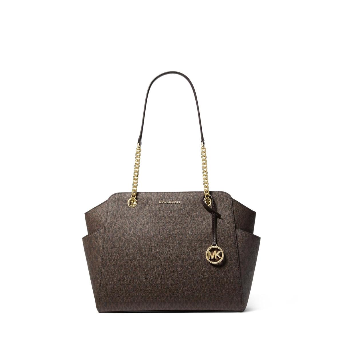 Woman`s Handbags Michael Michael Kors Jacquelyn Medium Top Zip Chain Tote Chocolate