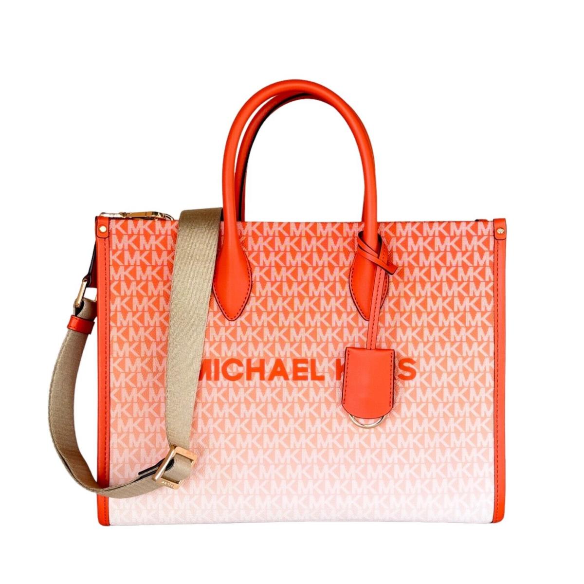 Michael Kors Mirella Medium East West Tote Satchel Shoulder Bag Ombre Poppy