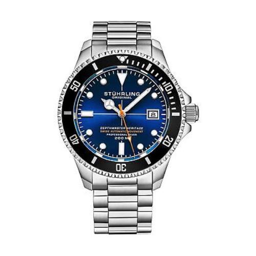 Stuhrling Mens Swiss Automatic Silver Stainless Steel Professional