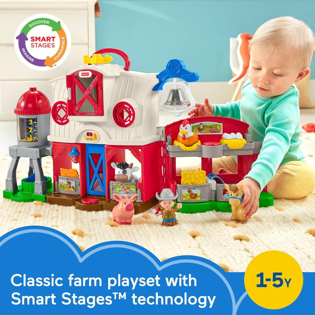 Little People Caring For Animals Farm Interactive Playset with Smart Stages