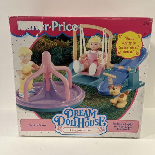 Fisher Price Dream Dollhouse Playground Set Spin Swing Teeter Puppy 74673