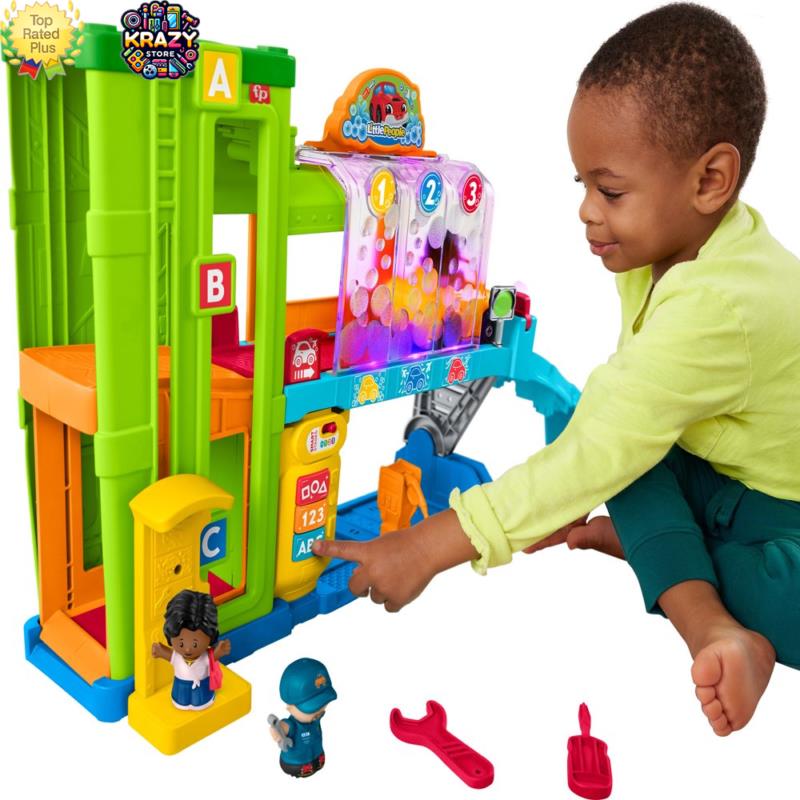 Toddler Playset Fisher-price Little People Garage with Figures Toy Car and Light