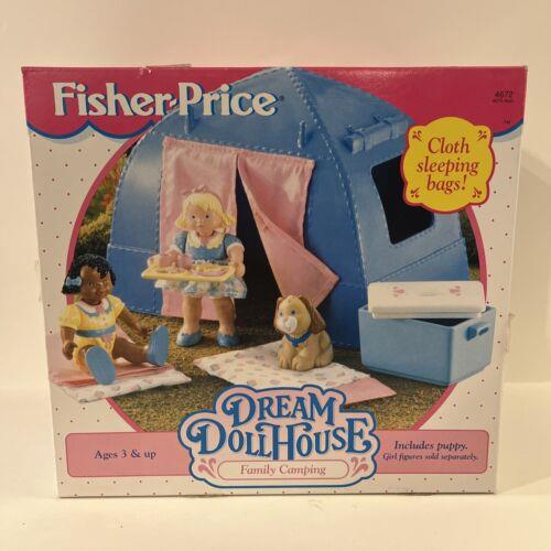 1995 Fisher Price Dream Dollhouse Family Camping 4672 w/ Puppy Dog